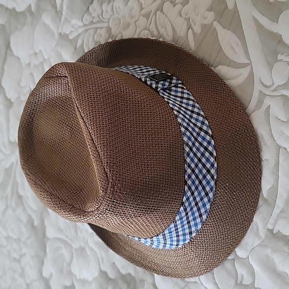 U.S. Polo Assn. Brown Fedora with Blue Checkered Band